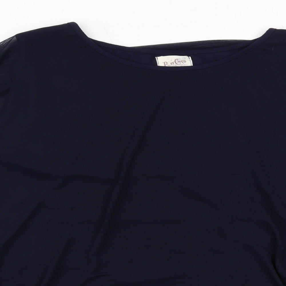 A Postcard From Brighton Womens Blue Viscose Basic Blouse Size S Round Neck
