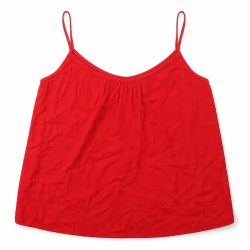 Mango Womens Red Viscose Basic Tank Size L V-Neck