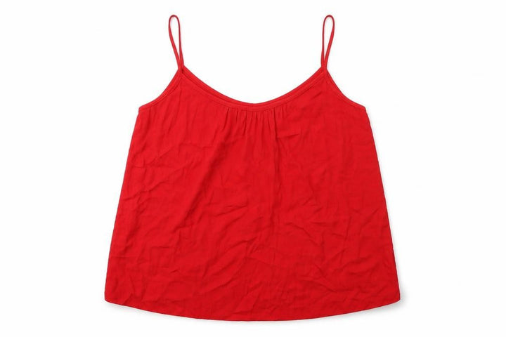 Mango Womens Red Viscose Basic Tank Size L V-Neck