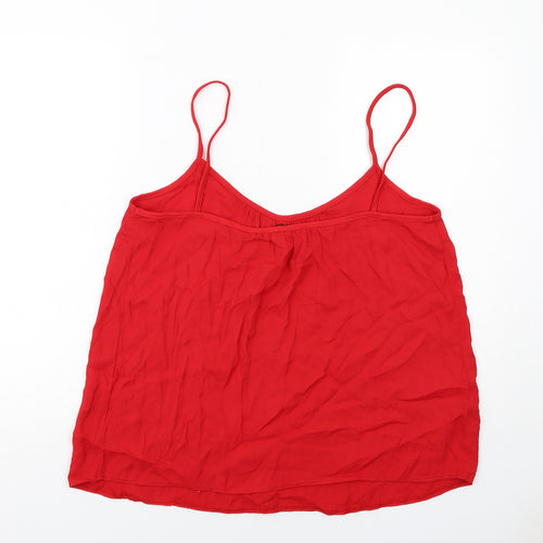 Mango Womens Red Viscose Basic Tank Size L V-Neck