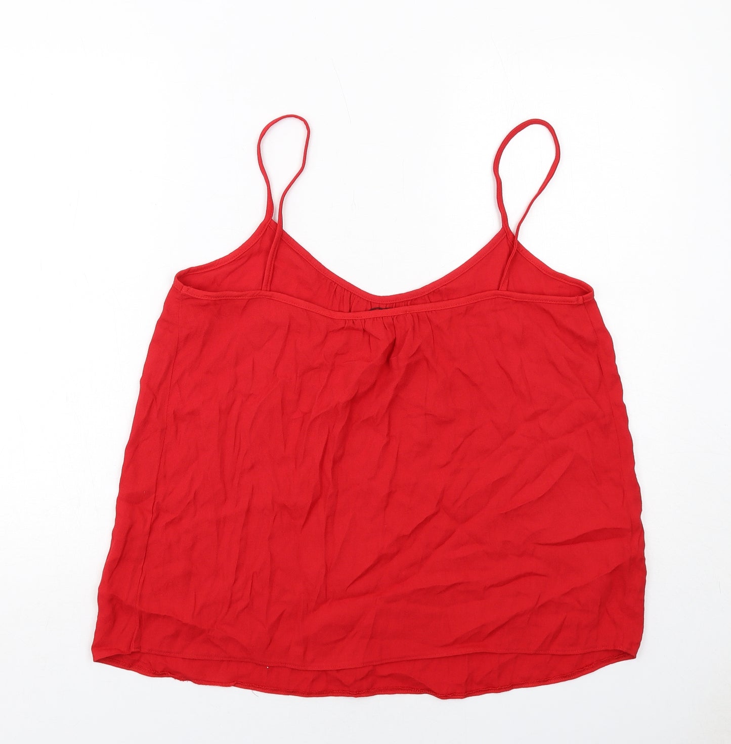 Mango Womens Red Viscose Basic Tank Size L V-Neck
