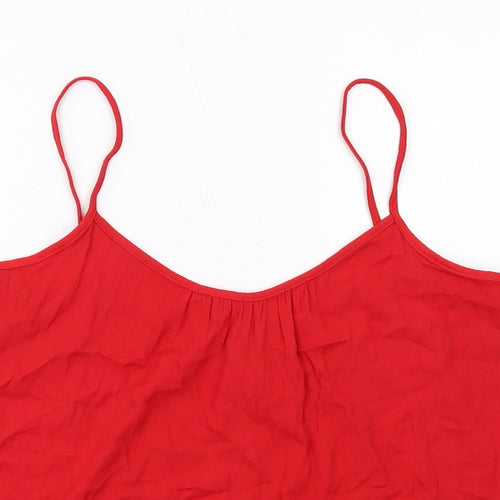 Mango Womens Red Viscose Basic Tank Size L V-Neck