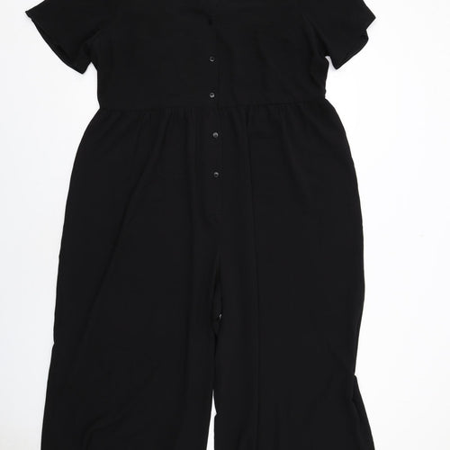 ASOS Womens Black Polyester Jumpsuit One-Piece Size 18 Button