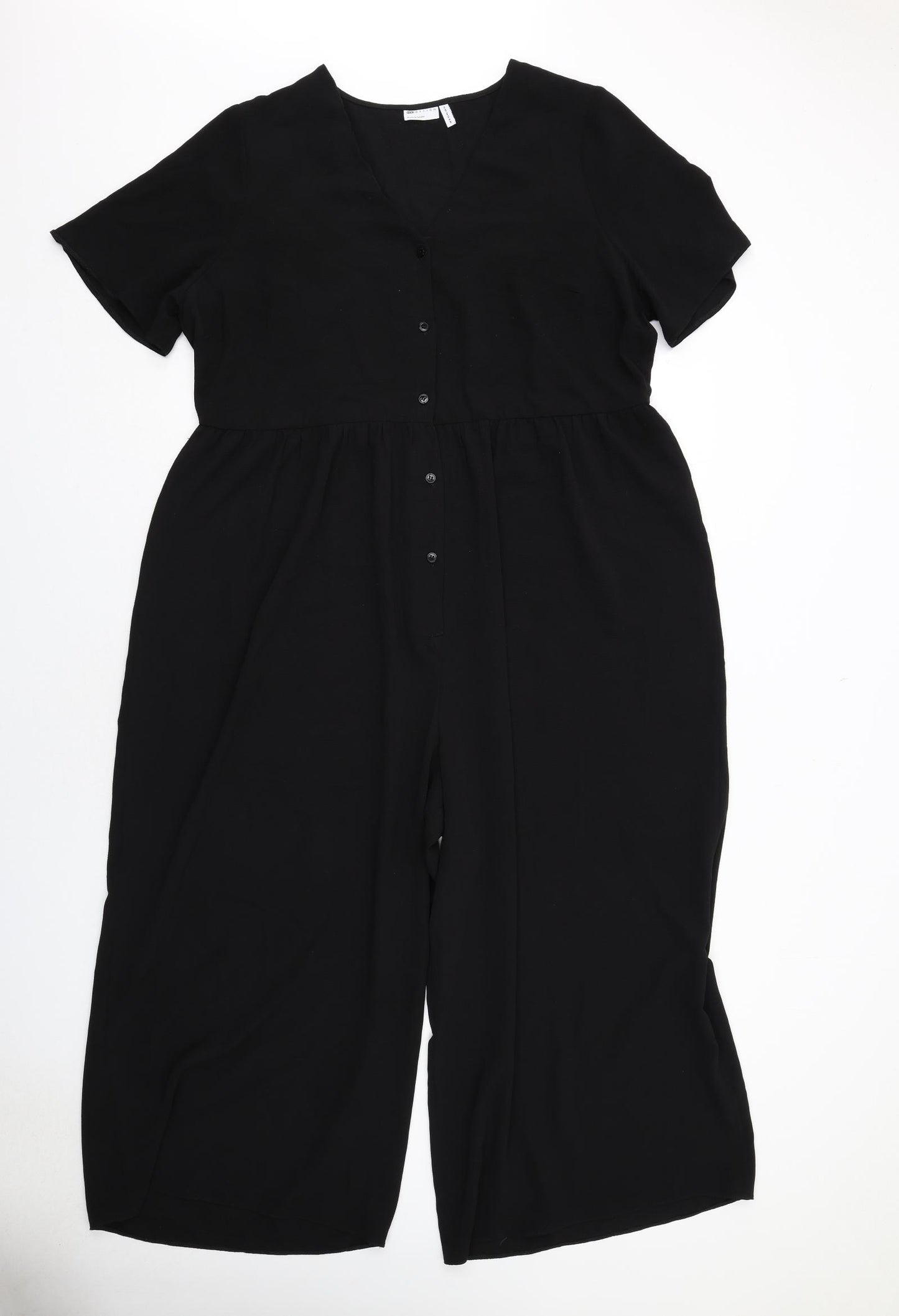 ASOS Womens Black Polyester Jumpsuit One-Piece Size 18 Button
