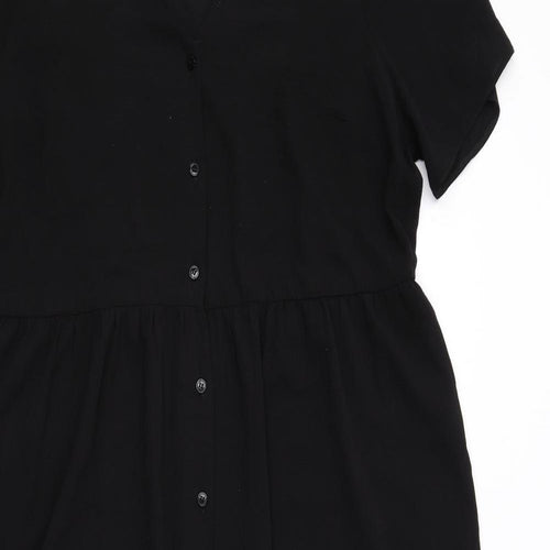ASOS Womens Black Polyester Jumpsuit One-Piece Size 18 Button