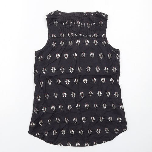 Fat Face Womens Grey Geometric Cotton Basic Tank Size 8 Square Neck