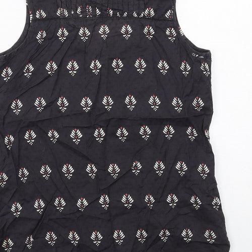Fat Face Womens Grey Geometric Cotton Basic Tank Size 8 Square Neck