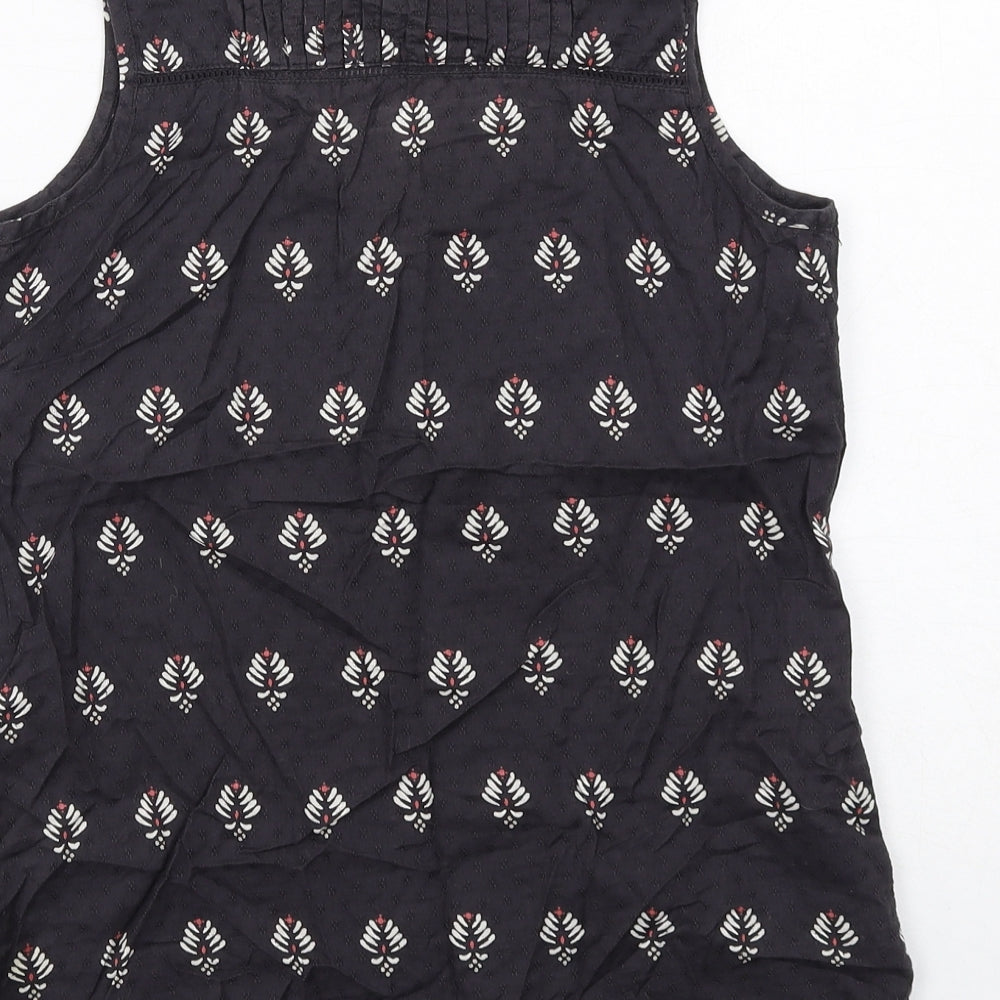 Fat Face Womens Grey Geometric Cotton Basic Tank Size 8 Square Neck