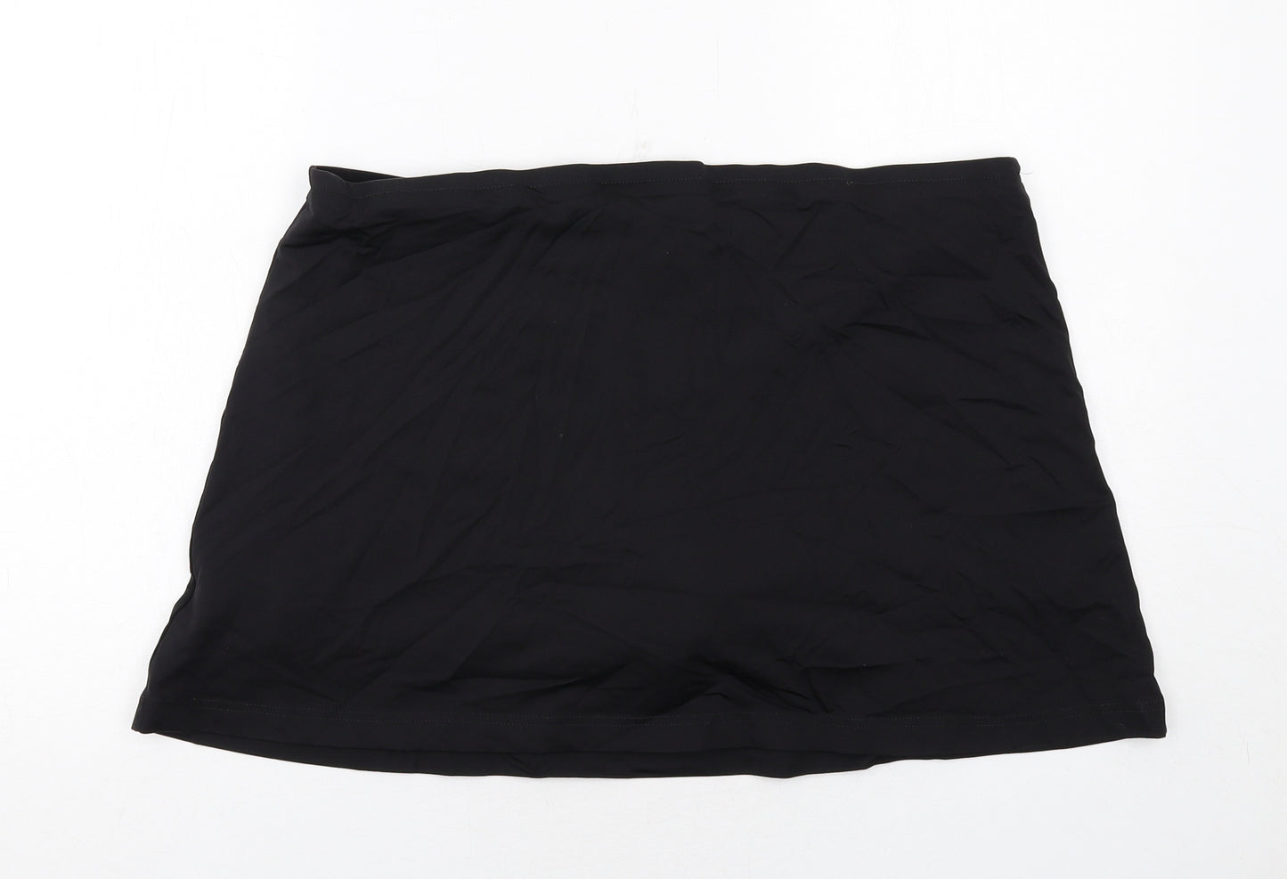 David Luke Womens Black Nylon Mini Skirt Size 14 Regular Pull On