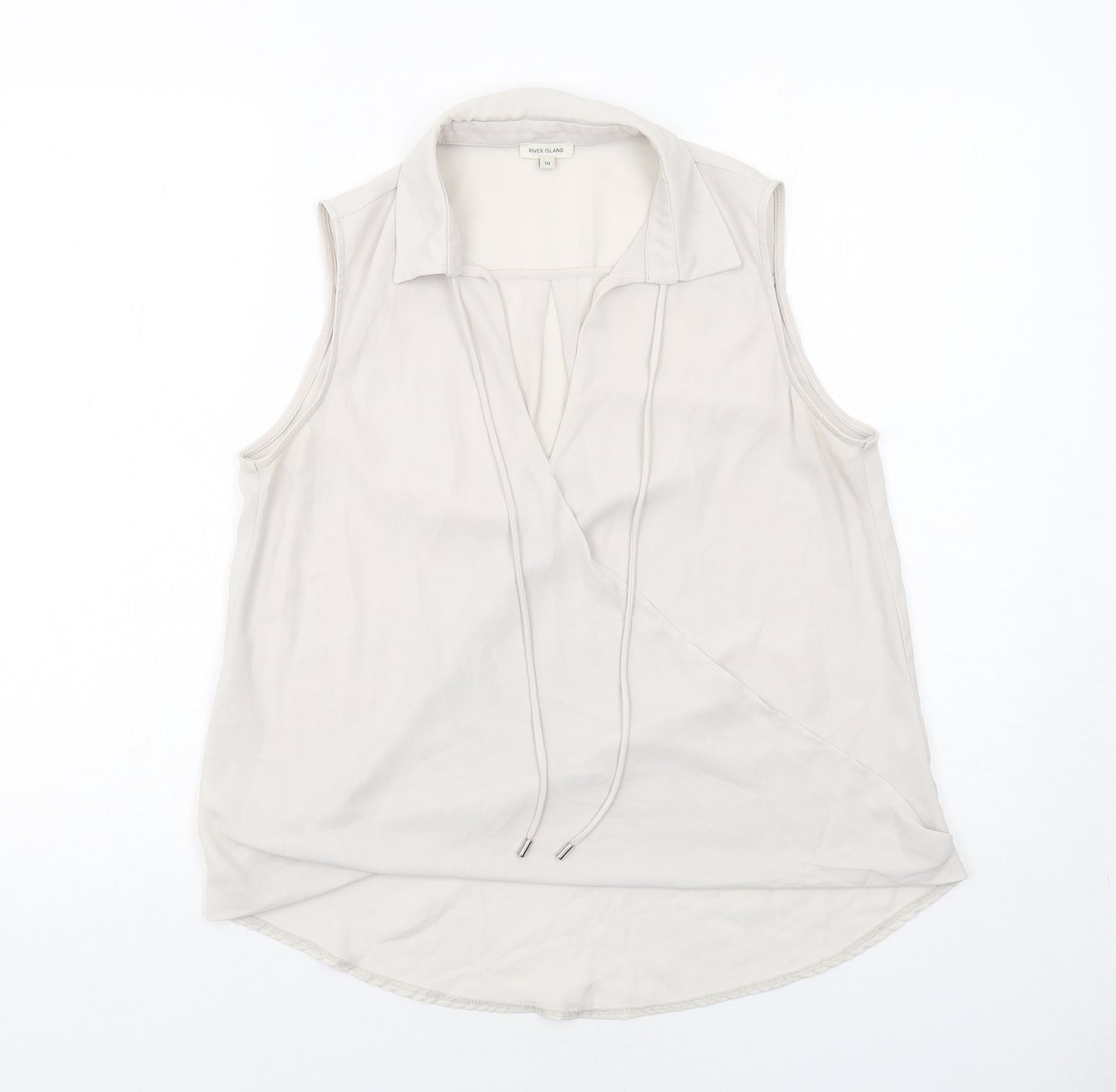 River Island Womens Grey Polyester Basic Tank Size 10 Collared