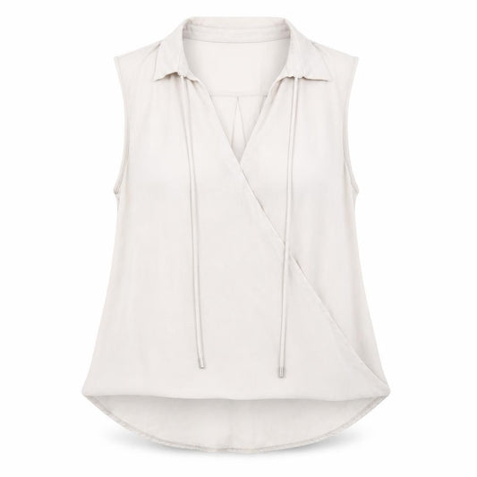 Front view of River Island women’s grey polyester basic tank, size UK 10, collared