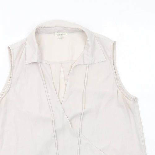 River Island Womens Grey Polyester Basic Tank Size 10 Collared