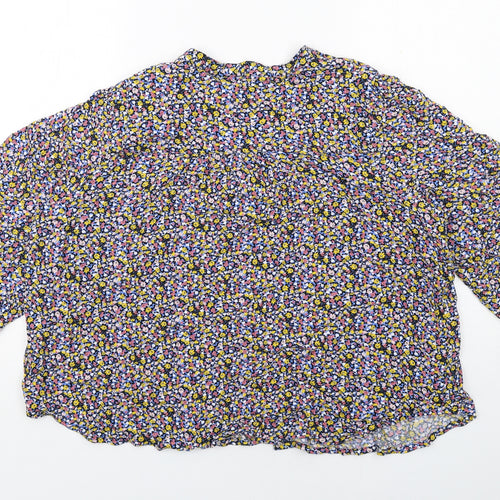 Marks and Spencer Womens Multicoloured Geometric Viscose Basic Button-Up Size 18 Round Neck
