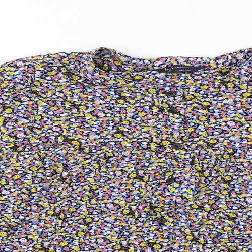 Marks and Spencer Womens Multicoloured Geometric Viscose Basic Button-Up Size 18 Round Neck