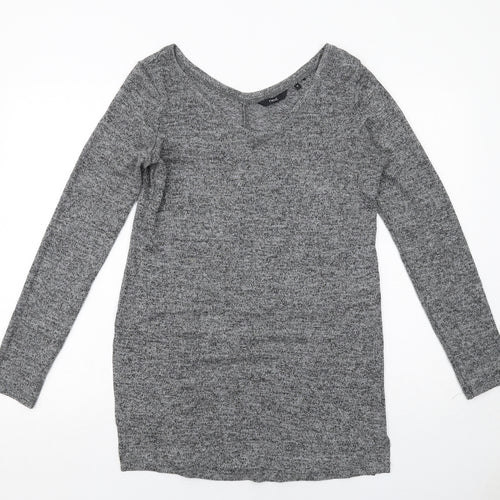 NEXT Womens Grey Geometric Viscose Basic Blouse Size 10 Round Neck