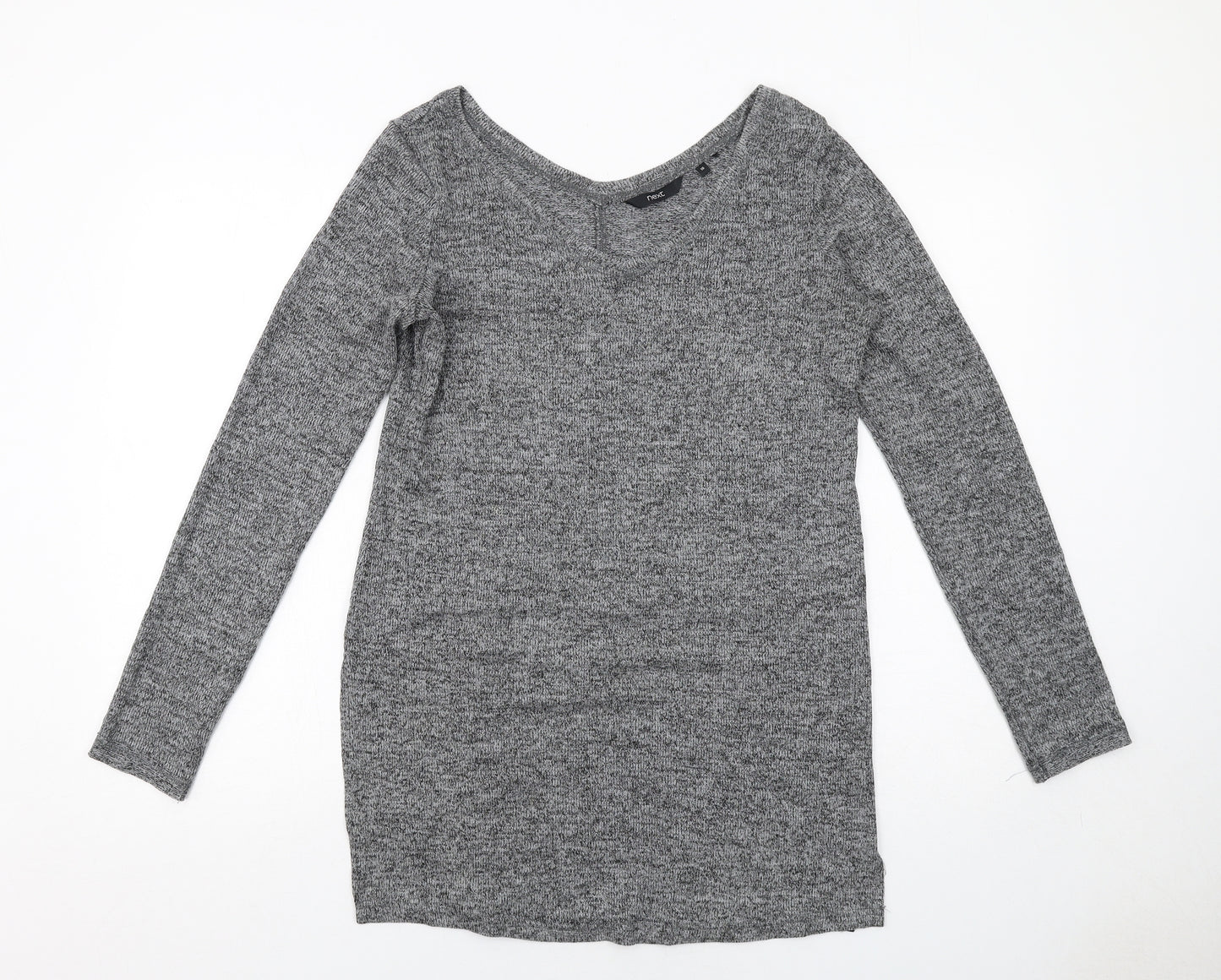 NEXT Womens Grey Geometric Viscose Basic Blouse Size 10 Round Neck