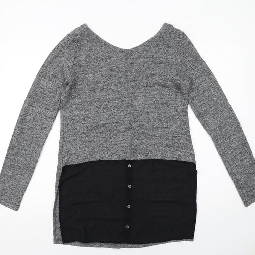 NEXT Womens Grey Geometric Viscose Basic Blouse Size 10 Round Neck