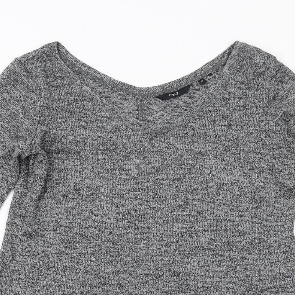 NEXT Womens Grey Geometric Viscose Basic Blouse Size 10 Round Neck
