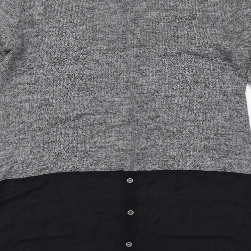 NEXT Womens Grey Geometric Viscose Basic Blouse Size 10 Round Neck