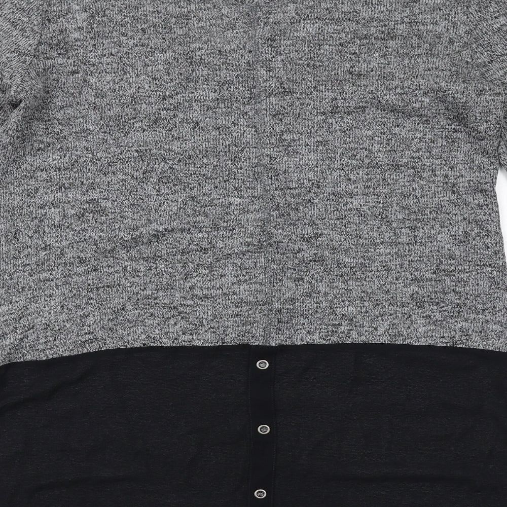 NEXT Womens Grey Geometric Viscose Basic Blouse Size 10 Round Neck