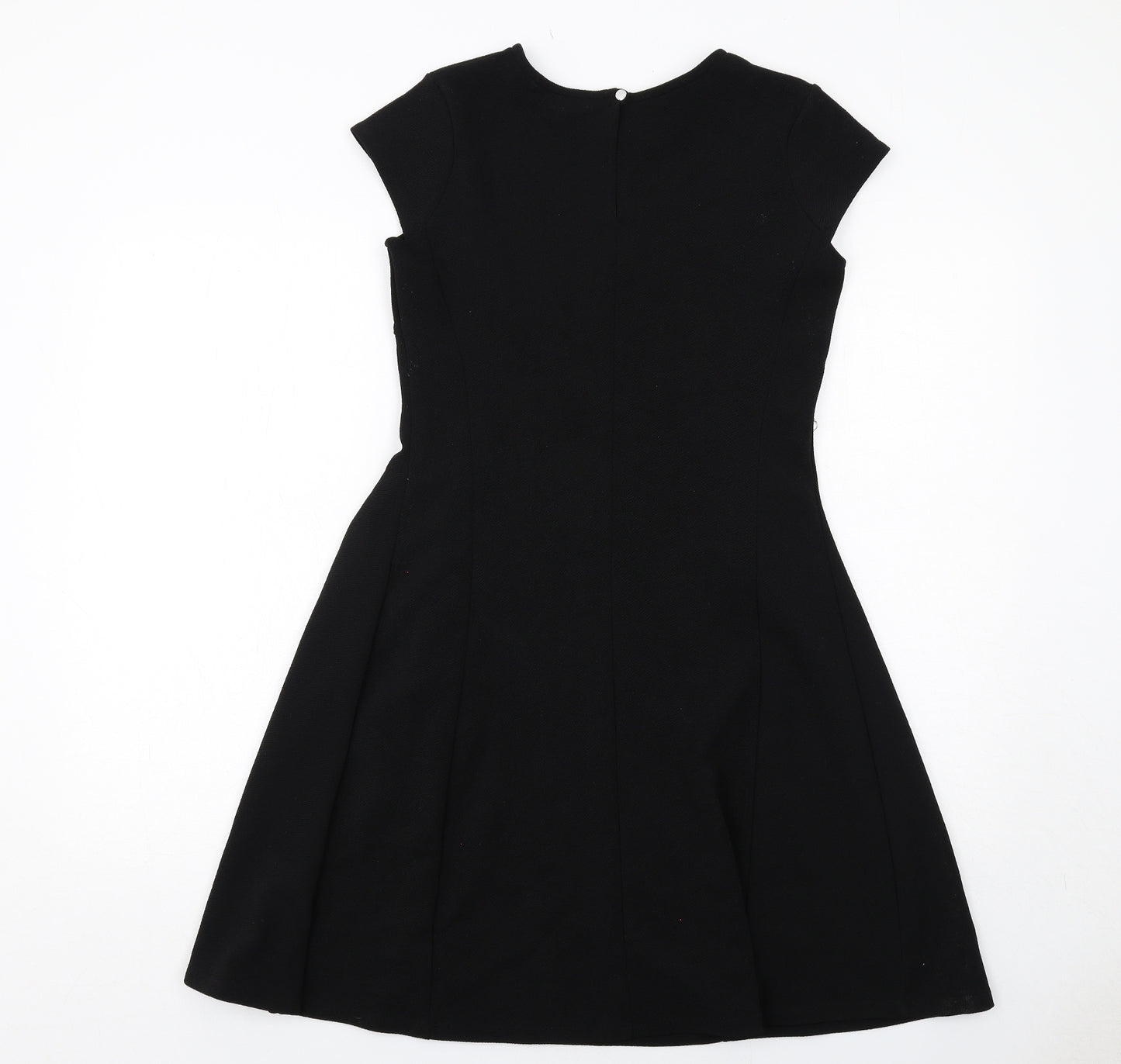 Dorothy Perkins Womens Black Polyester A-Line Size 8 Round Neck Button