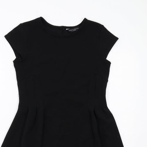 Dorothy Perkins Womens Black Polyester A-Line Size 8 Round Neck Button