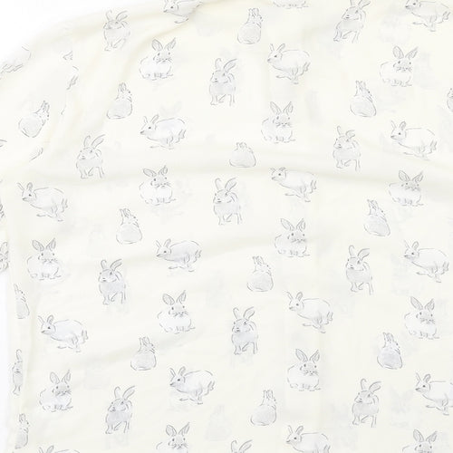 H&M Womens Ivory Geometric Polyester Basic Button-Up Size 8 Collared - Bunny Print