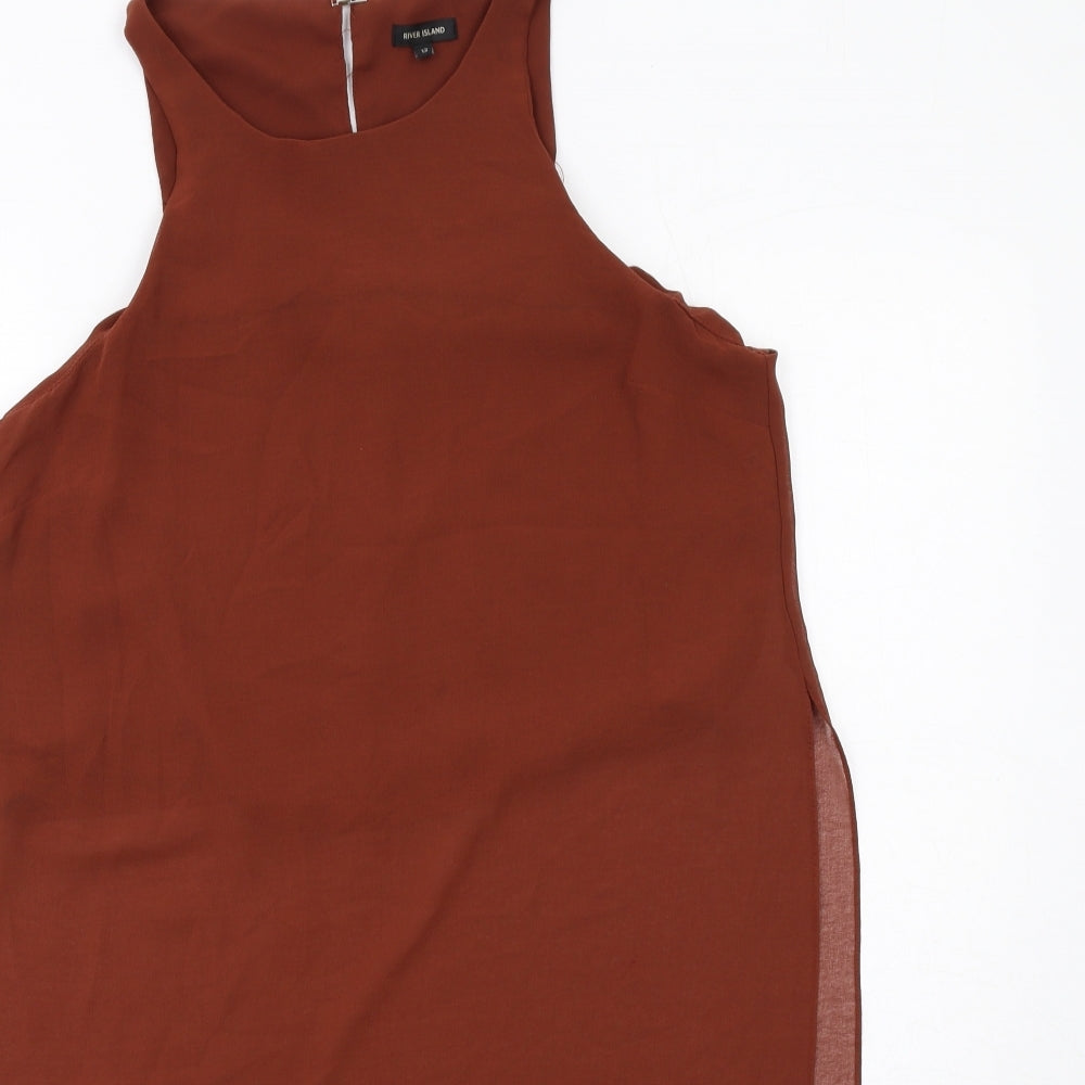 River Island Womens Beige Polyester Basic Tank Size 12 Round Neck