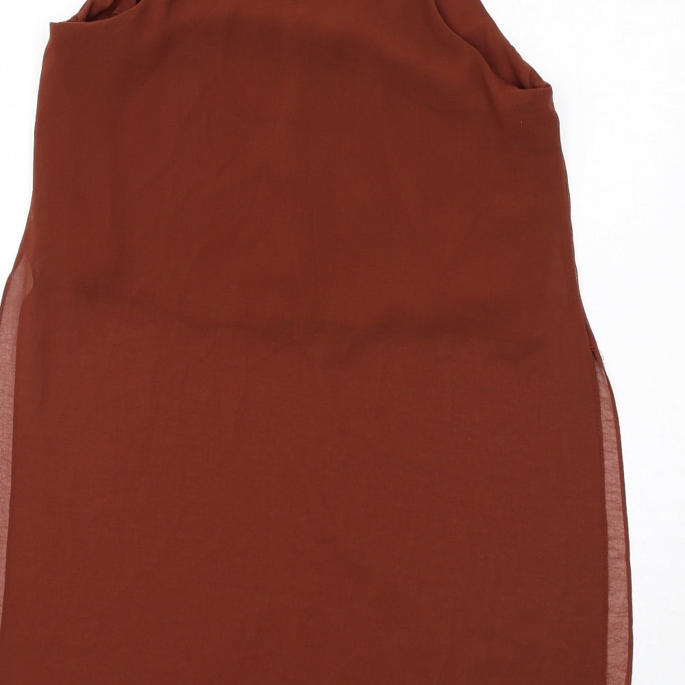 River Island Womens Beige Polyester Basic Tank Size 12 Round Neck