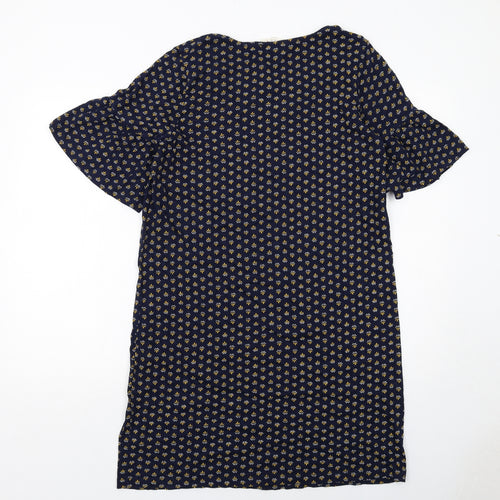 Fat Face Womens Blue Geometric Cotton A-Line Size 12 Round Neck Pullover