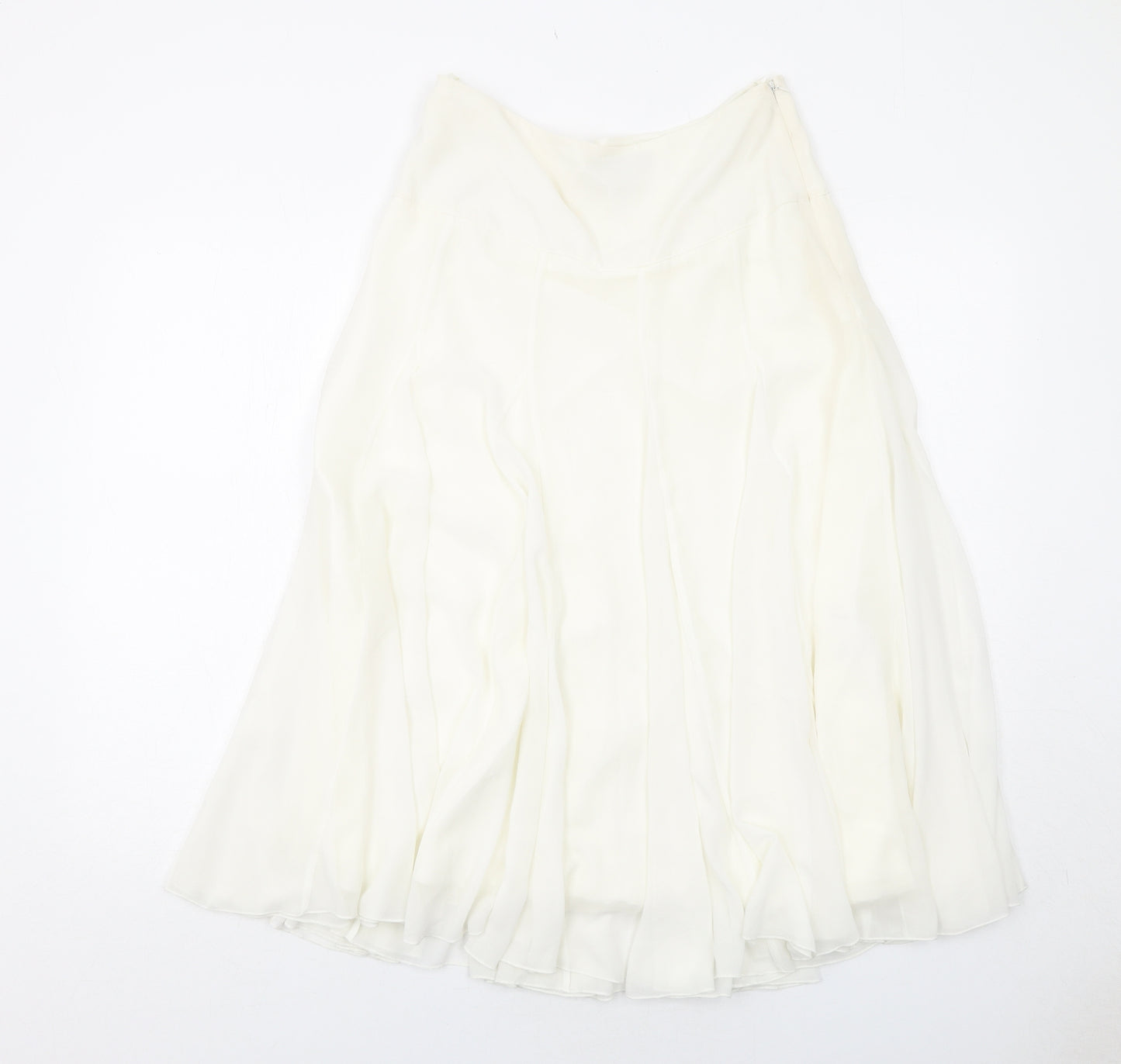 Coast Womens White Polyester Swing Skirt Size 10 Zip