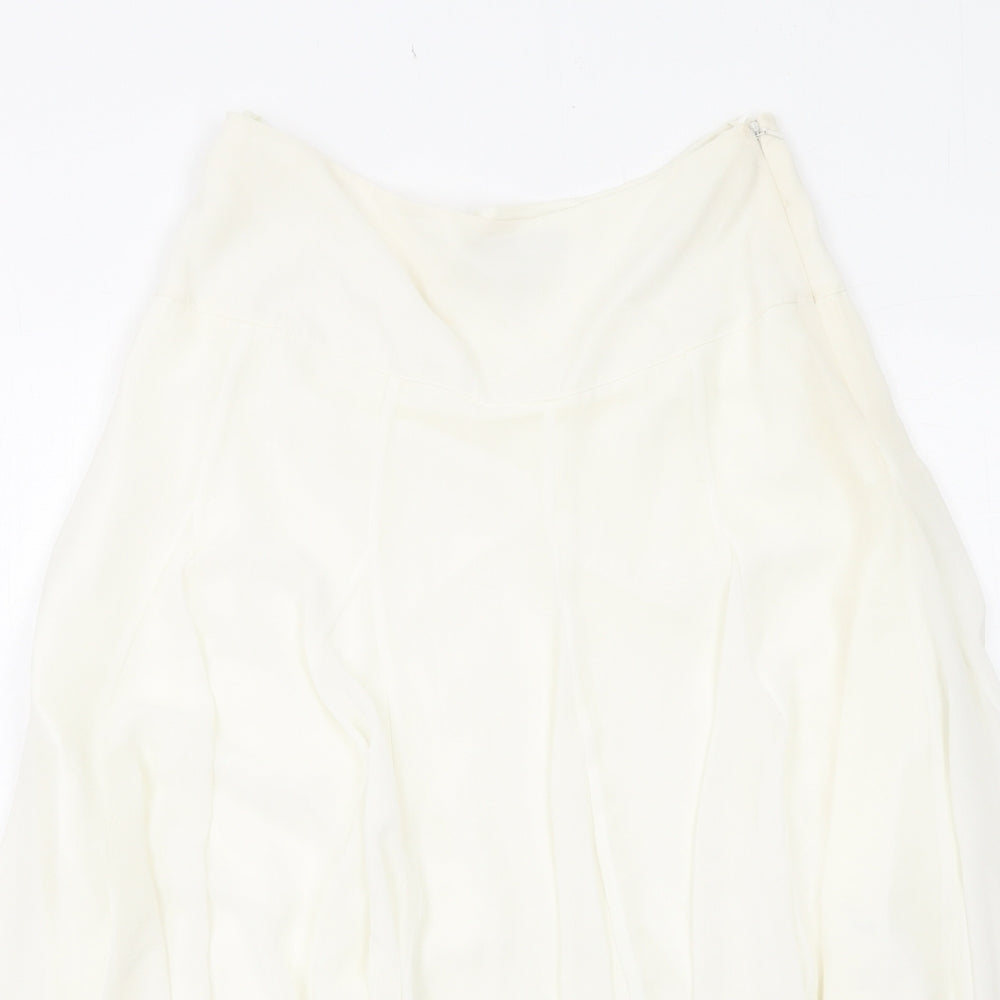Coast Womens White Polyester Swing Skirt Size 10 Zip