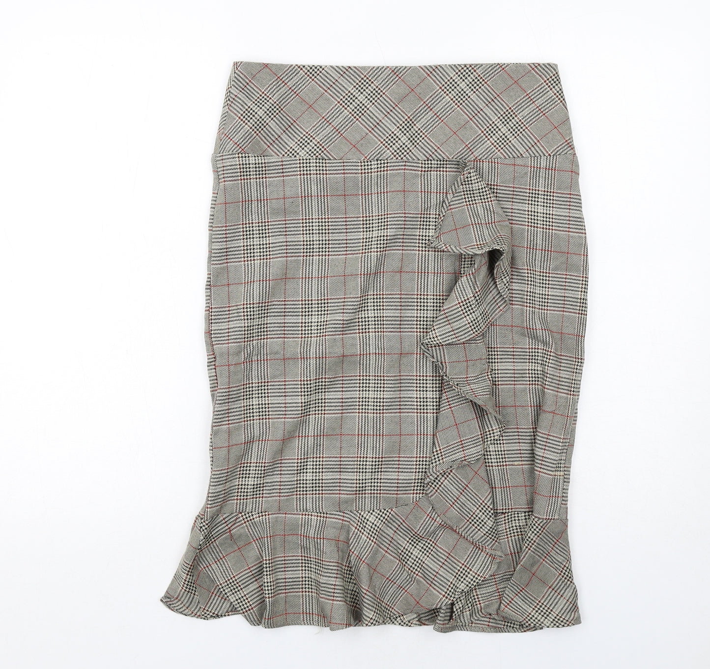 Sweewe Womens Beige Plaid Viscose Trumpet Skirt Size M Zip