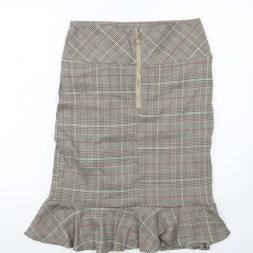 Sweewe Womens Beige Plaid Viscose Trumpet Skirt Size M Zip