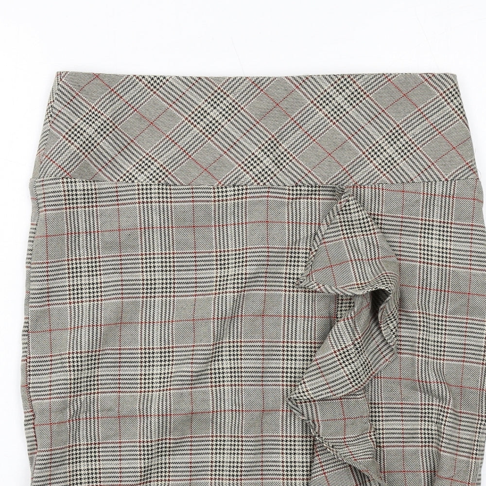 Sweewe Womens Beige Plaid Viscose Trumpet Skirt Size M Zip