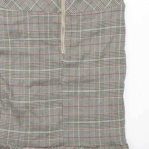 Sweewe Womens Beige Plaid Viscose Trumpet Skirt Size M Zip