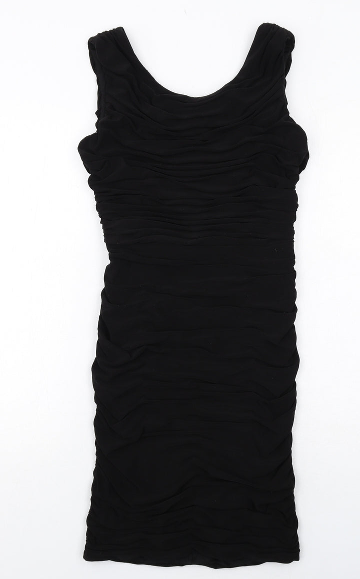 Phase Eight Womens Black Polyester Shift Size 8 Round Neck Zip
