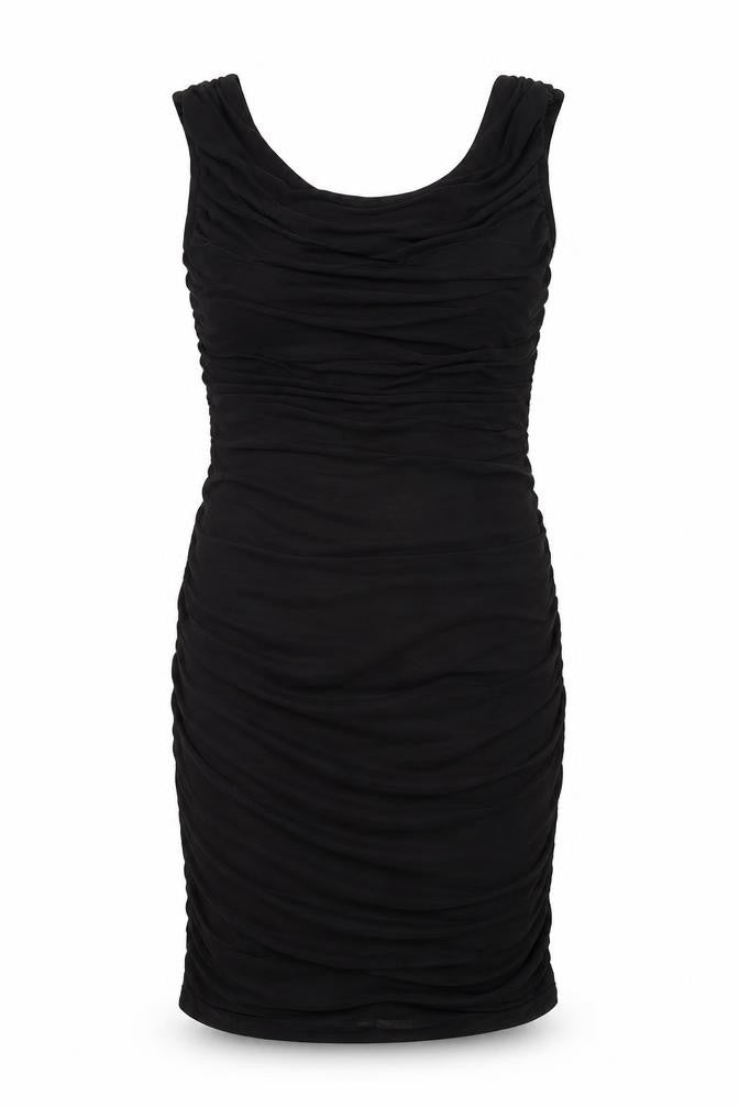Front view of Phase Eight women’s black polyester shift, size UK 8, round neck zip