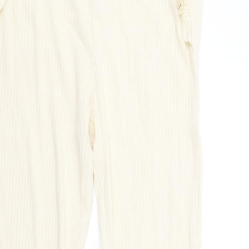 River Island Womens Ivory Polyester Trousers Size 14 Regular - Ribbed