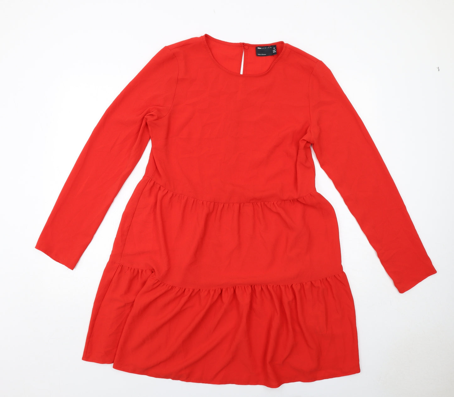 ASOS Womens Red Polyester A-Line Size 12 Round Neck Button