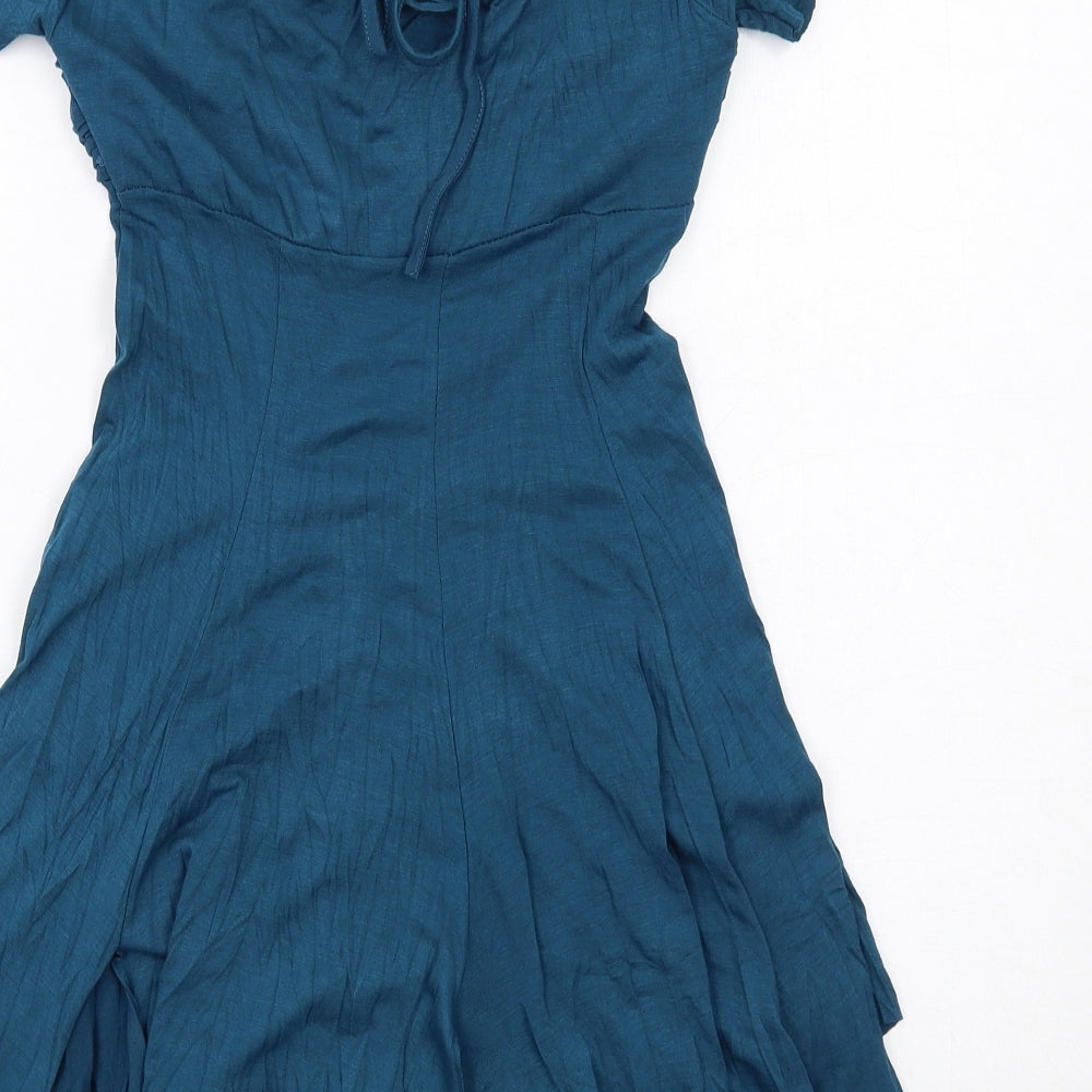 Apricot Womens Blue Viscose A-Line Size S Square Neck Pullover