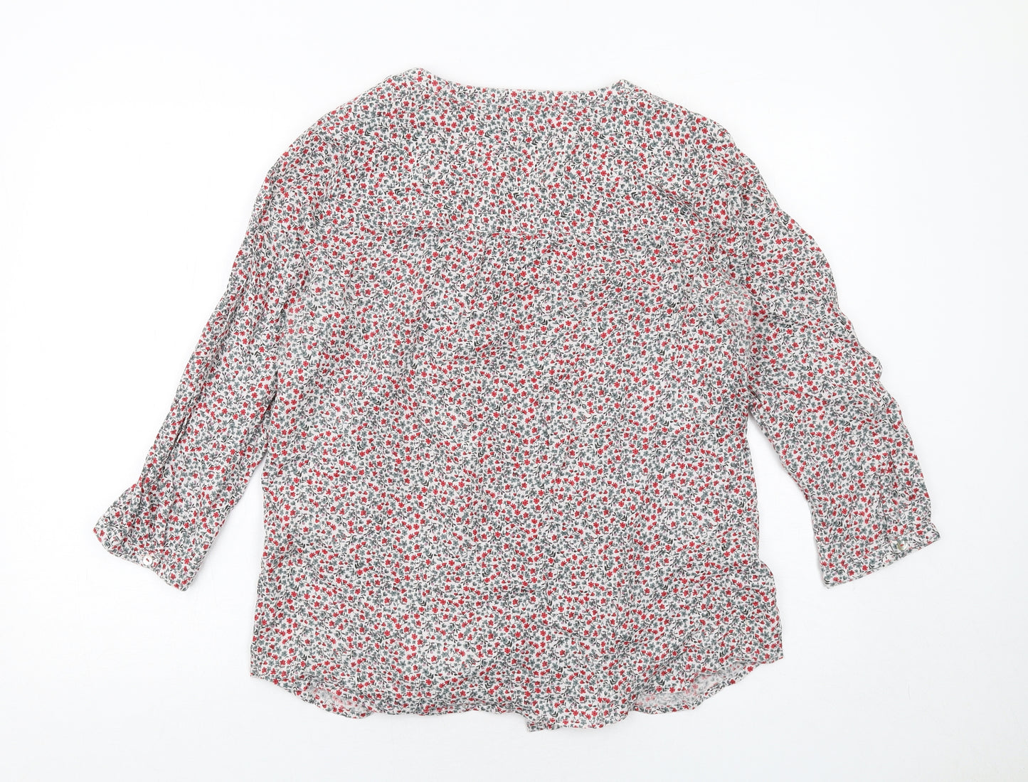 KEW Womens Multicoloured Floral Cotton Basic Blouse Size 14 V-Neck