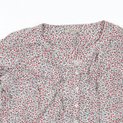 KEW Womens Multicoloured Floral Cotton Basic Blouse Size 14 V-Neck
