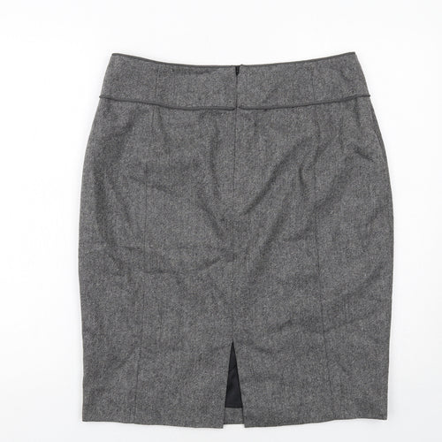 L.K. Bennett Womens Grey Wool A-Line Skirt Size 14 Zip