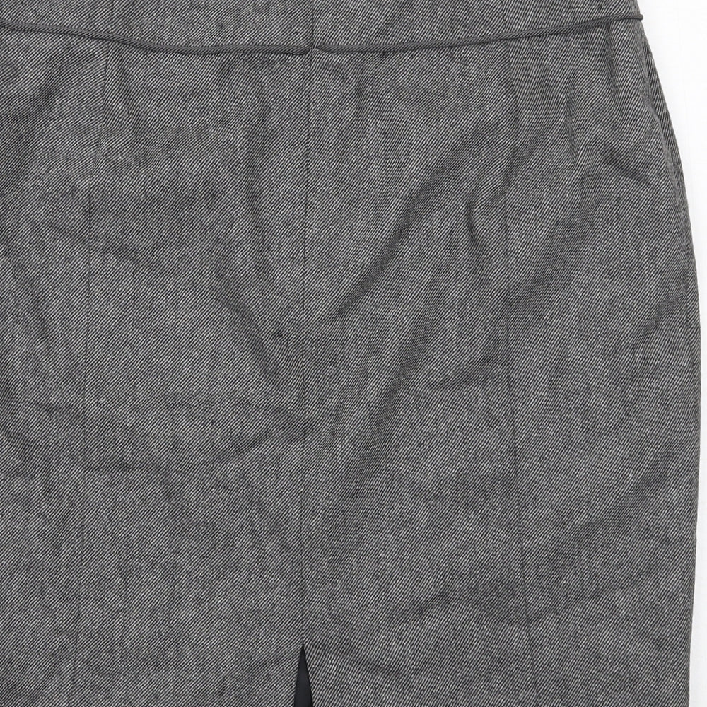 L.K. Bennett Womens Grey Wool A-Line Skirt Size 14 Zip