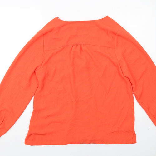 Very Womens Orange Polyester Basic Button-Up Size 14 V-Neck