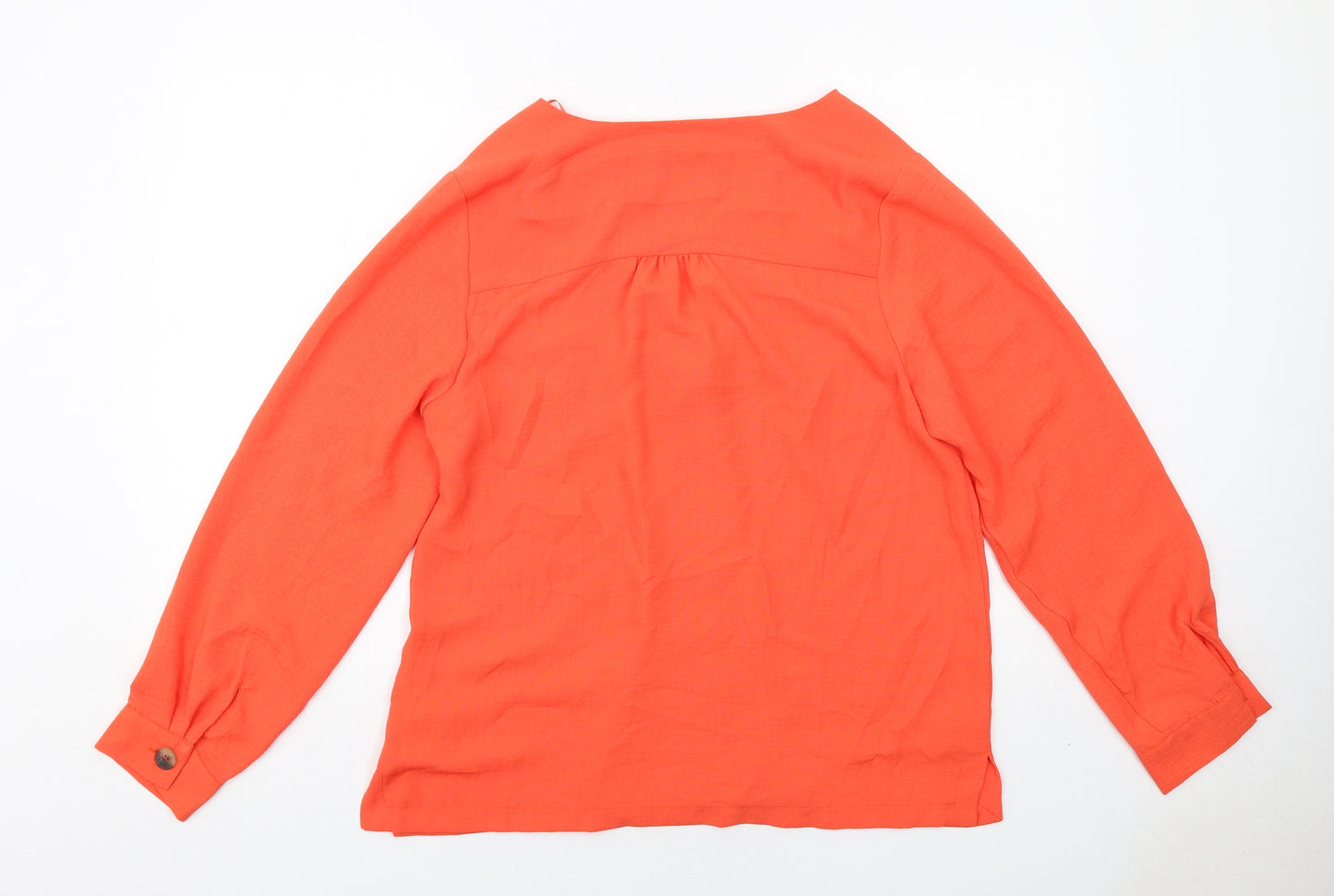 Very Womens Orange Polyester Basic Button-Up Size 14 V-Neck