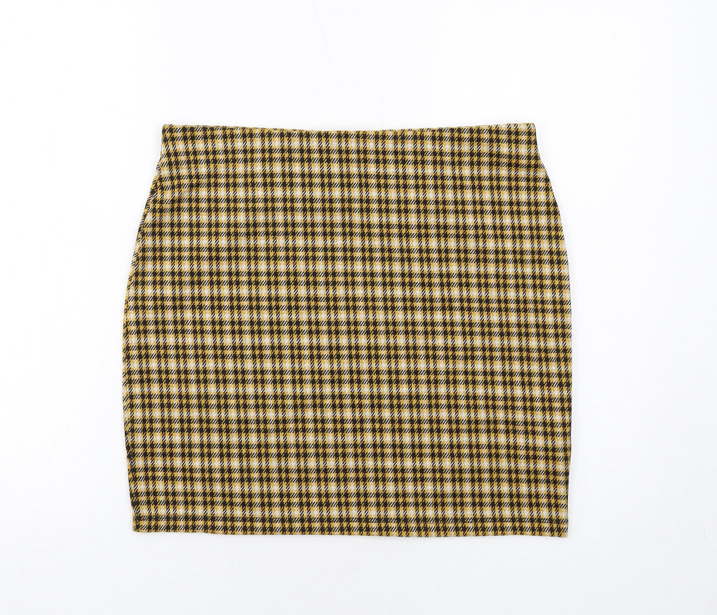 New Look Womens Yellow Plaid Polyester Bandage Skirt Size 14