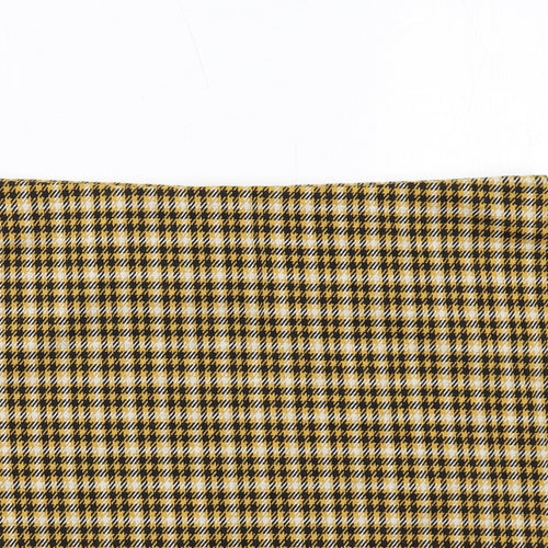New Look Womens Yellow Plaid Polyester Bandage Skirt Size 14