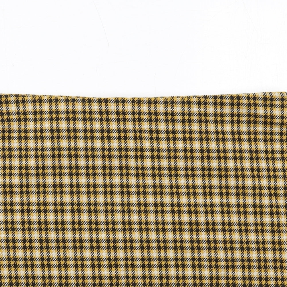 New Look Womens Yellow Plaid Polyester Bandage Skirt Size 14